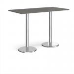 Pisa rectangular poseur table with round chrome bases 1600mm x 800mm - Onyx Grey PPR1600-OG