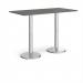 Pisa rectangular poseur table with round chrome bases 1600mm x 800mm - Onyx Grey PPR1600-OG