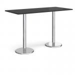 Pisa rectangular poseur table with round chrome bases 1800mm x 800mm - Black PPR1800-BK