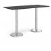 Pisa rectangular poseur table with round chrome bases 1800mm x 800mm - Black PPR1800-BK