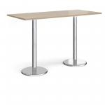 Pisa rectangular poseur table with round chrome bases 1800mm x 800mm - barcelona walnut PPR1800-BW