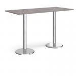 Pisa rectangular poseur table with round chrome bases 1800mm x 800mm - grey oak PPR1800-GO