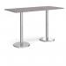 Pisa rectangular poseur table with round chrome bases 1800mm x 800mm - grey oak PPR1800-GO