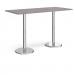 Pisa rectangular poseur table with round chrome bases 1800mm x 800mm - grey oak PPR1800-GO