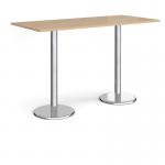 Pisa rectangular poseur table with round chrome bases 1800mm x 800mm - kendal oak PPR1800-KO