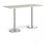 Pisa rectangular poseur table with round chrome bases 1800mm x 800mm - Light Grey PPR1800-LG