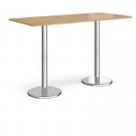Pisa rectangular poseur table with round chrome bases 1800mm x 800mm - oak PPR1800-O