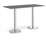 Pisa rectangular poseur table with round chrome bases 1800mm x 800mm - Onyx Grey PPR1800-OG