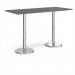 Pisa rectangular poseur table with round chrome bases 1800mm x 800mm - Onyx Grey PPR1800-OG