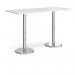 Pisa rectangular poseur table with round chrome bases 1800mm x 800mm - white PPR1800-WH