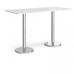 Pisa rectangular poseur table with round chrome bases 1800mm x 800mm - white