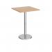 Pisa square poseur table with round chrome base 800mm - beech PPS800-B