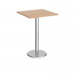 Pisa square poseur table with round chrome base 800mm - beech PPS800-B