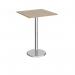 Pisa square poseur table with round chrome base 800mm - barcelona walnut PPS800-BW