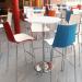 Pisa square poseur table with round chrome base 800mm - barcelona walnut PPS800-BW