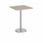 Pisa square poseur table with round chrome base 800mm - barcelona walnut PPS800-BW