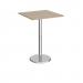 Pisa square poseur table with round chrome base 800mm - barcelona walnut PPS800-BW