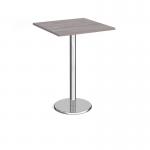 Pisa square poseur table with round chrome base 800mm - grey oak PPS800-GO