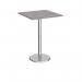 Pisa square poseur table with round chrome base 800mm - grey oak PPS800-GO