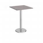 Pisa square poseur table with round chrome base 800mm - grey oak PPS800-GO