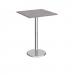 Pisa square poseur table with round chrome base 800mm - grey oak PPS800-GO