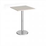 Pisa square poseur table with round chrome base 800mm - Light Grey PPS800-LG