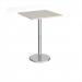 Pisa square poseur table with round chrome base 800mm - Light Grey PPS800-LG
