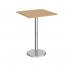 Pisa square poseur table with round chrome base 800mm - oak PPS800-O