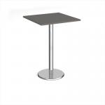 Pisa square poseur table with round chrome base 800mm - Onyx Grey PPS800-OG