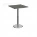 Pisa square poseur table with round chrome base 800mm - Onyx Grey PPS800-OG