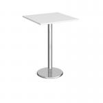 Pisa square poseur table with round chrome base 800mm - white PPS800-WH