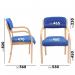 Prague wooden conference chair with double arms - blue PRA50001-B