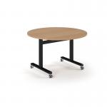 Pro Flip Circular Table 1200 Dia, Black, Beech Top PROFL12C-K-B