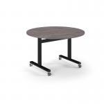 Pro Flip Circular Table 1200 Dia, Black, Grey Oak Top PROFL12C-K-GO