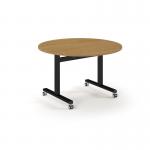 Pro Flip Circular Table 1200 Dia, Black, Oak Top PROFL12C-K-O