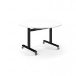 Pro Flip Circular Table 1200 Dia, Black, White Top PROFL12C-K-WH