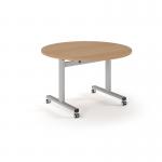 Pro Flip Circular Table 1200 Dia, Silver, Beech Top PROFL12C-S-B
