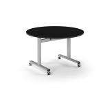 Pro Flip Circular Table 1200 Dia, Silver, Black Top PROFL12C-S-BK