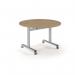 Pro Flip Circular Table 1200 Dia, Silver, Kendal oak Top PROFL12C-S-KO