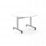 Pro Flip Circular Table 1200 Dia, Silver, White Top PROFL12C-S-WH