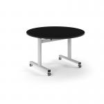 Pro Flip Circular Table 1200 Dia, White, Black Top PROFL12C-WH-BK