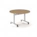 Pro Flip Circular Table 1200 Dia, White, Kendal oak Top PROFL12C-WH-KO