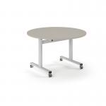 Pro Flip Circular Table 1200 Dia, White, Light Grey Top PROFL12C-WH-LG