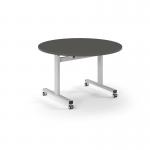 Pro Flip Circular Table 1200 Dia, White, Onyx Grey Top PROFL12C-WH-OG