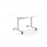 Pro Flip Circular Table 1200 Dia, White, White Top PROFL12C-WH-WH
