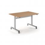 Pro Flip Rectangular Table 1200 x 800, Silver Frame, Beech Top PROFL12-S-B