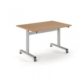 Pro Flip Rectangular Table 1200 x 800, Silver Frame, Beech Top PROFL12-S-B