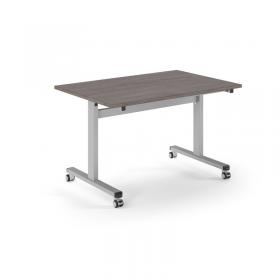 Pro Flip Rectangular Table 1200 x 800, Silver Frame, Grey Oak Top PROFL12-S-GO
