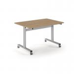 Pro Flip Rectangular Table 1200 x 800, Silver Frame, Kendal Oak Top PROFL12-S-KO