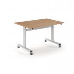 Pro Flip Rectangular Table 1200 x 800, White Frame, Beech Top PROFL12-WH-B